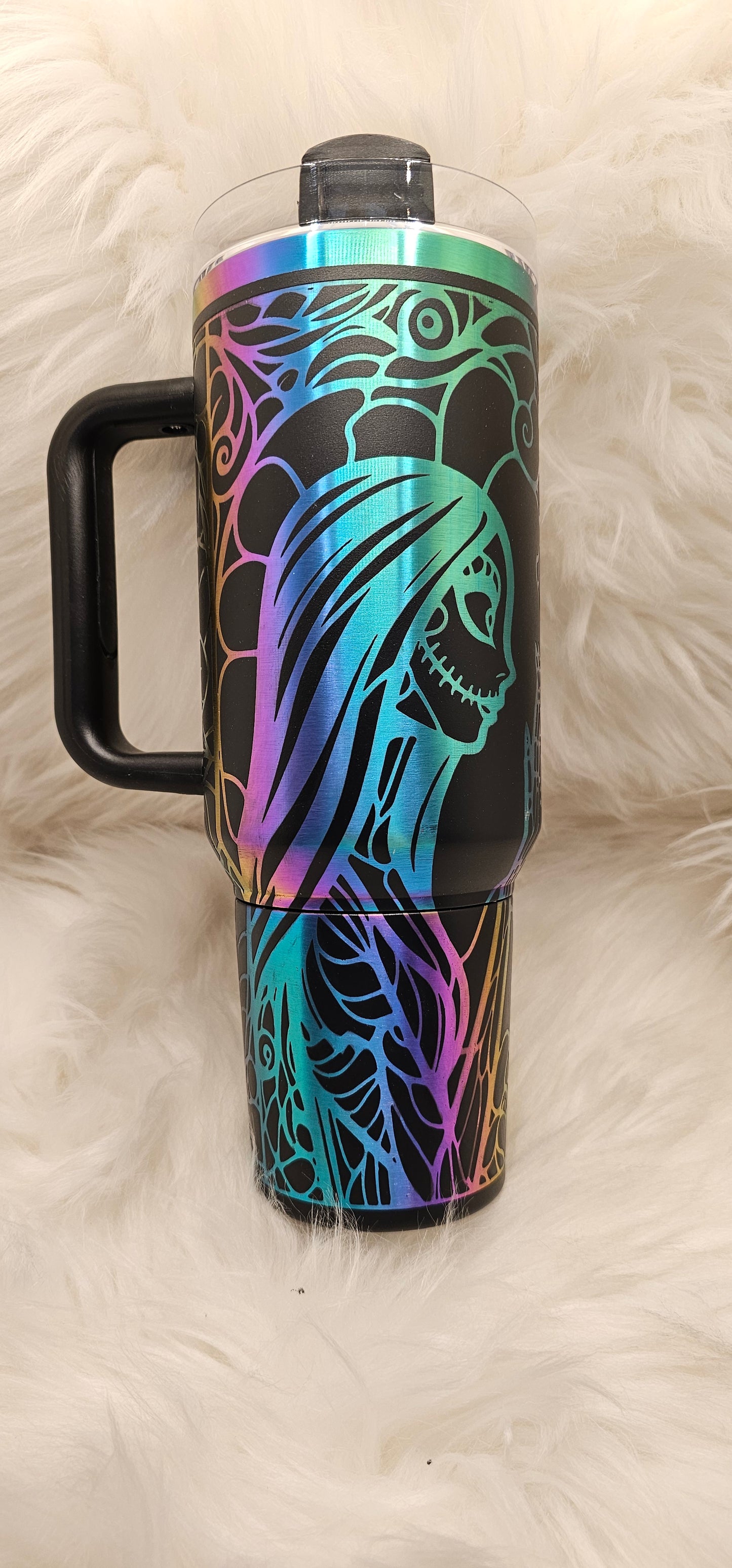 Jack and Sally Rainbow Engraved Tumbler