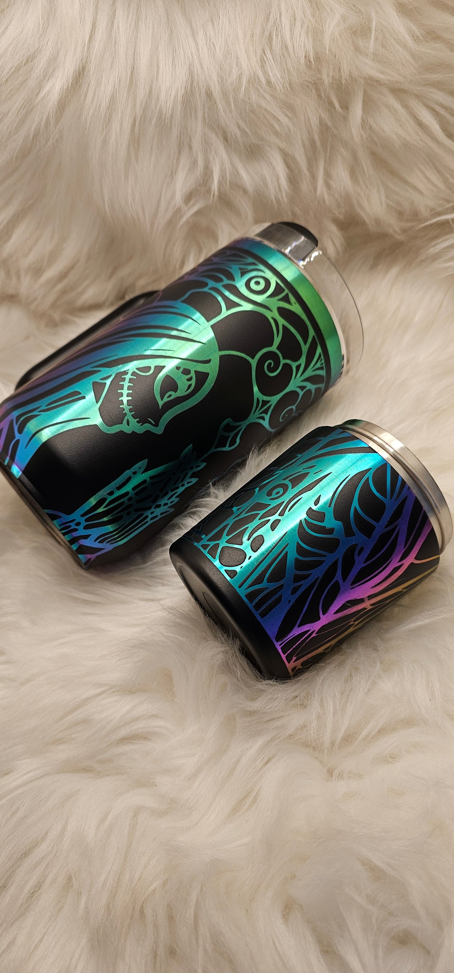 Jack and Sally Rainbow Engraved Tumbler