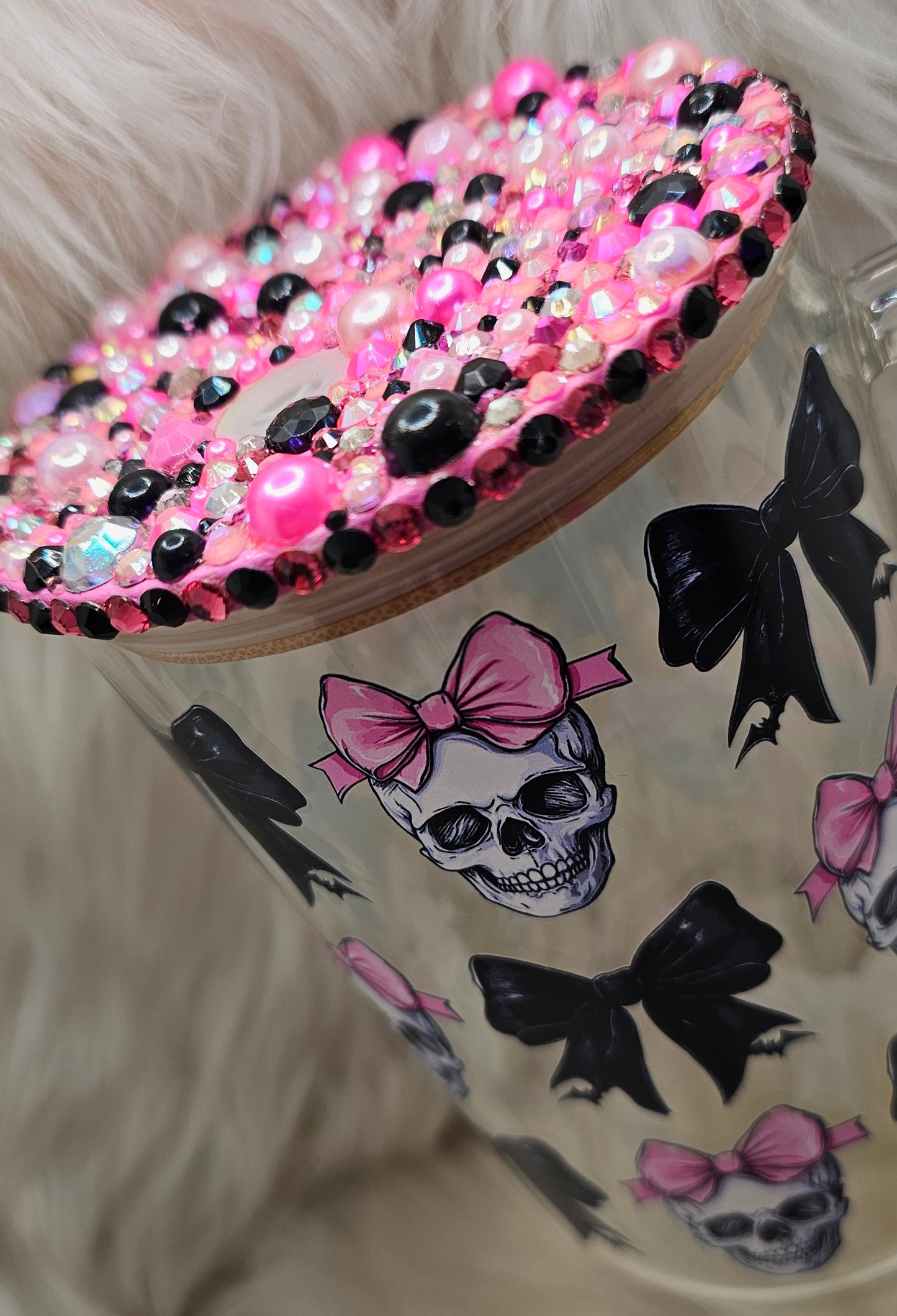 40 oz Skulls and Bows Glass Tumbler