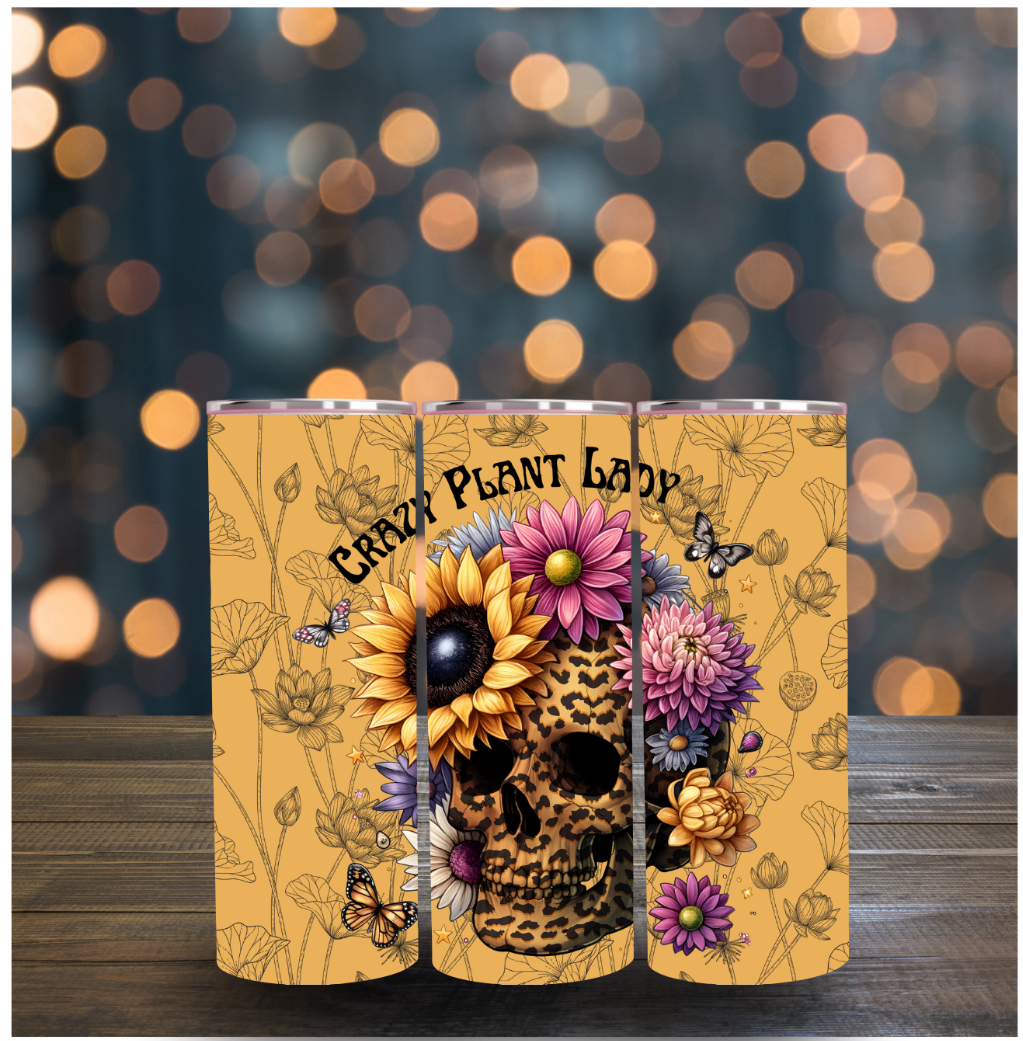 Crazy Plant Lady Skull Sublimation Tumbler