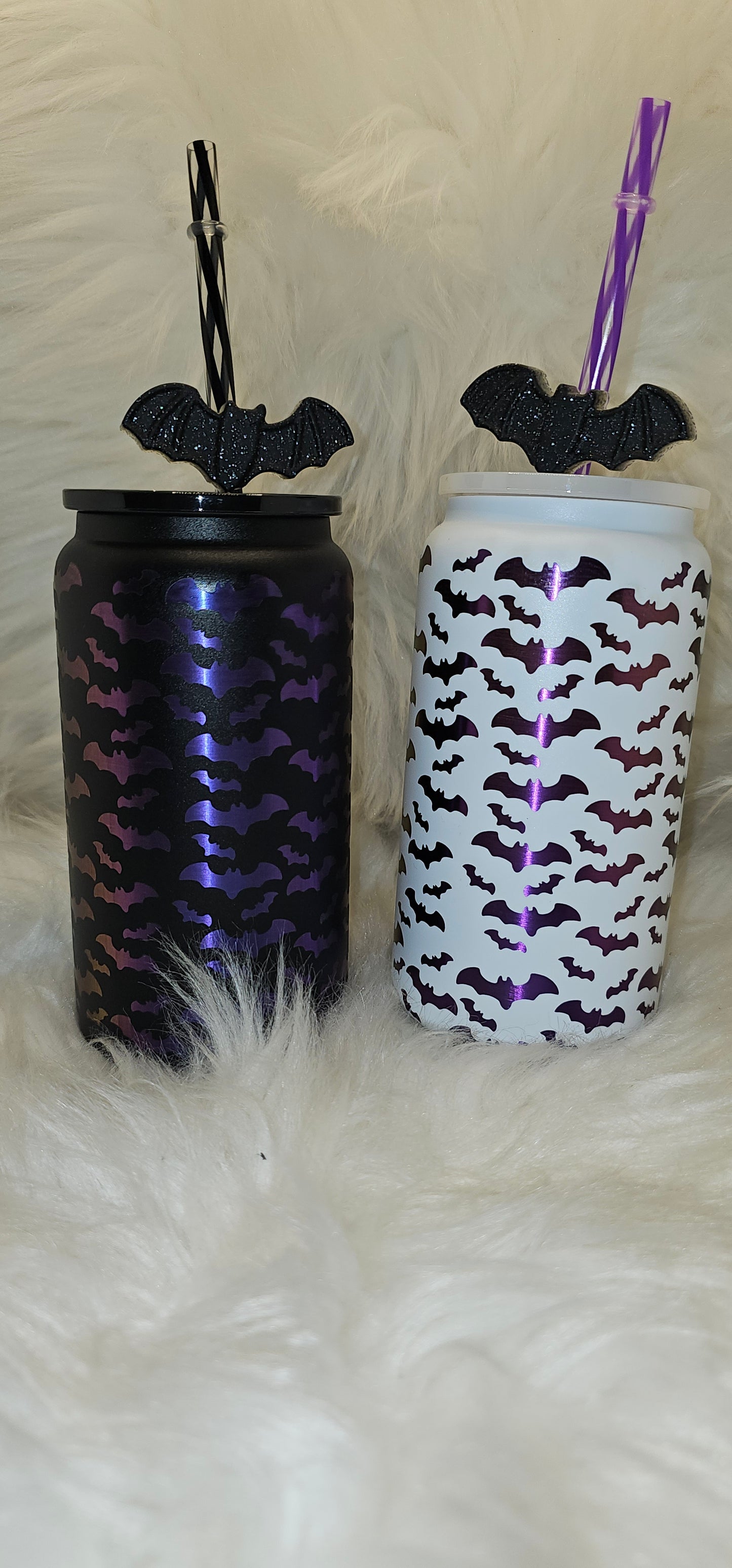 Bats 16 oz Purple Engraved Tumbler
