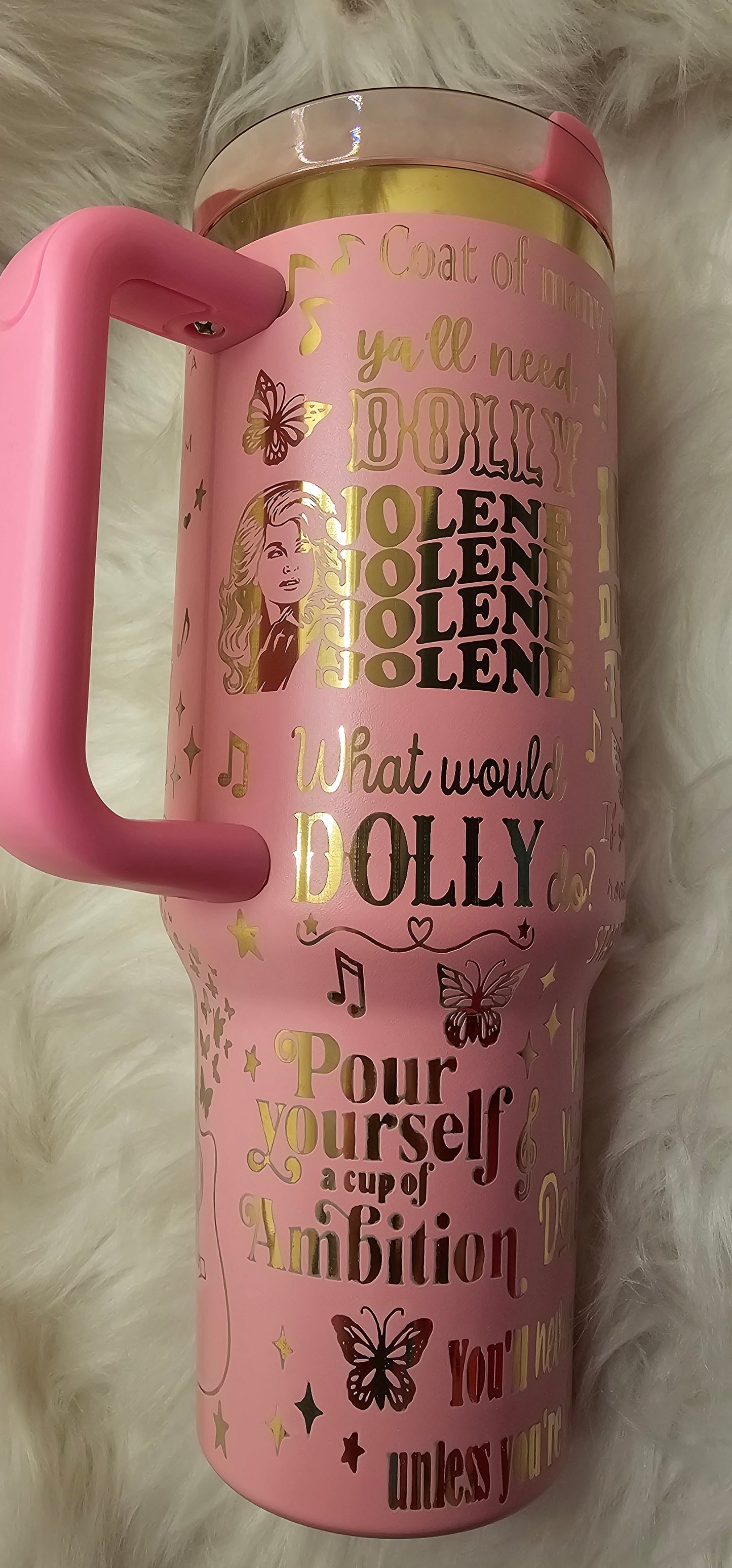 Dolly Parton 40 oz Gold Engraved Tumbler