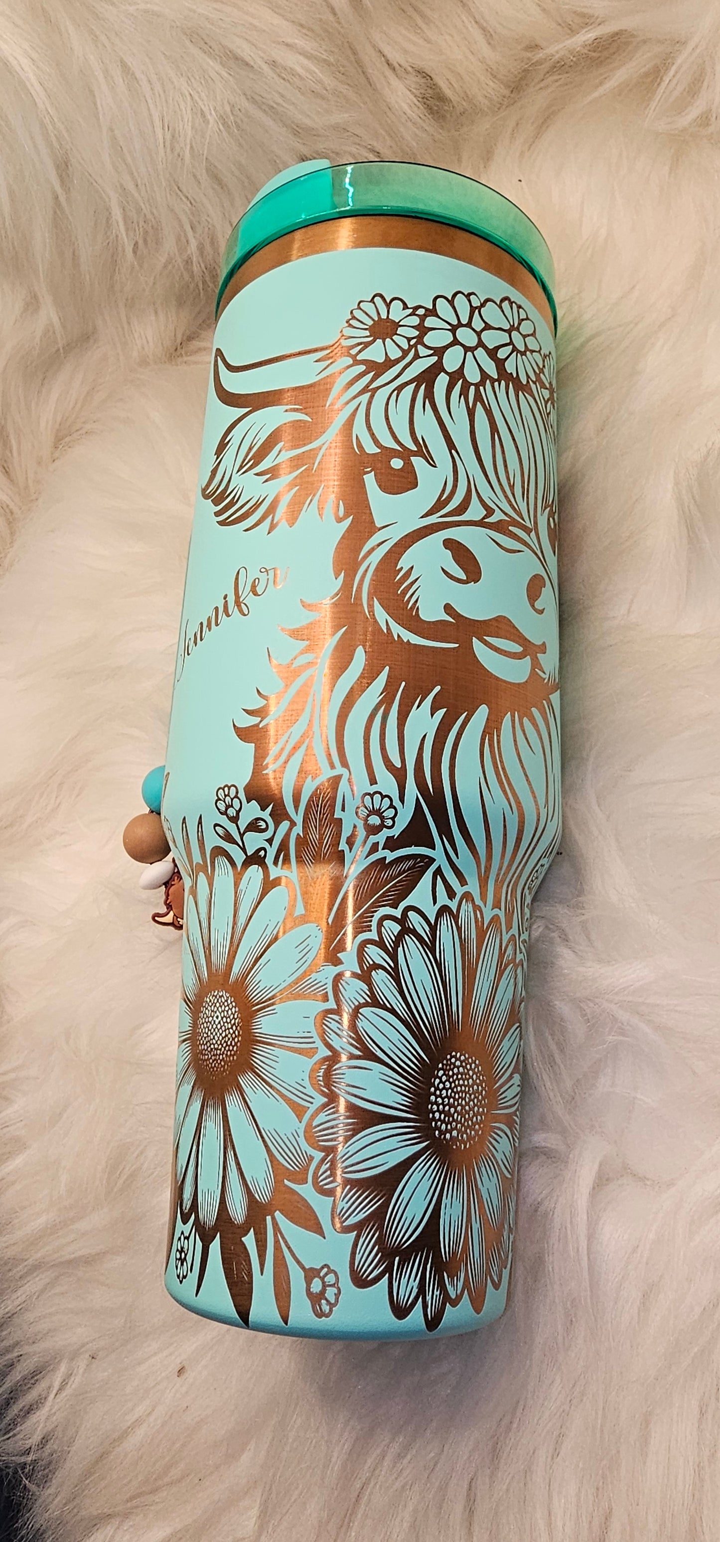 Copper Highland Cow 40 oz Engraved Tumbler PERSONALIZE