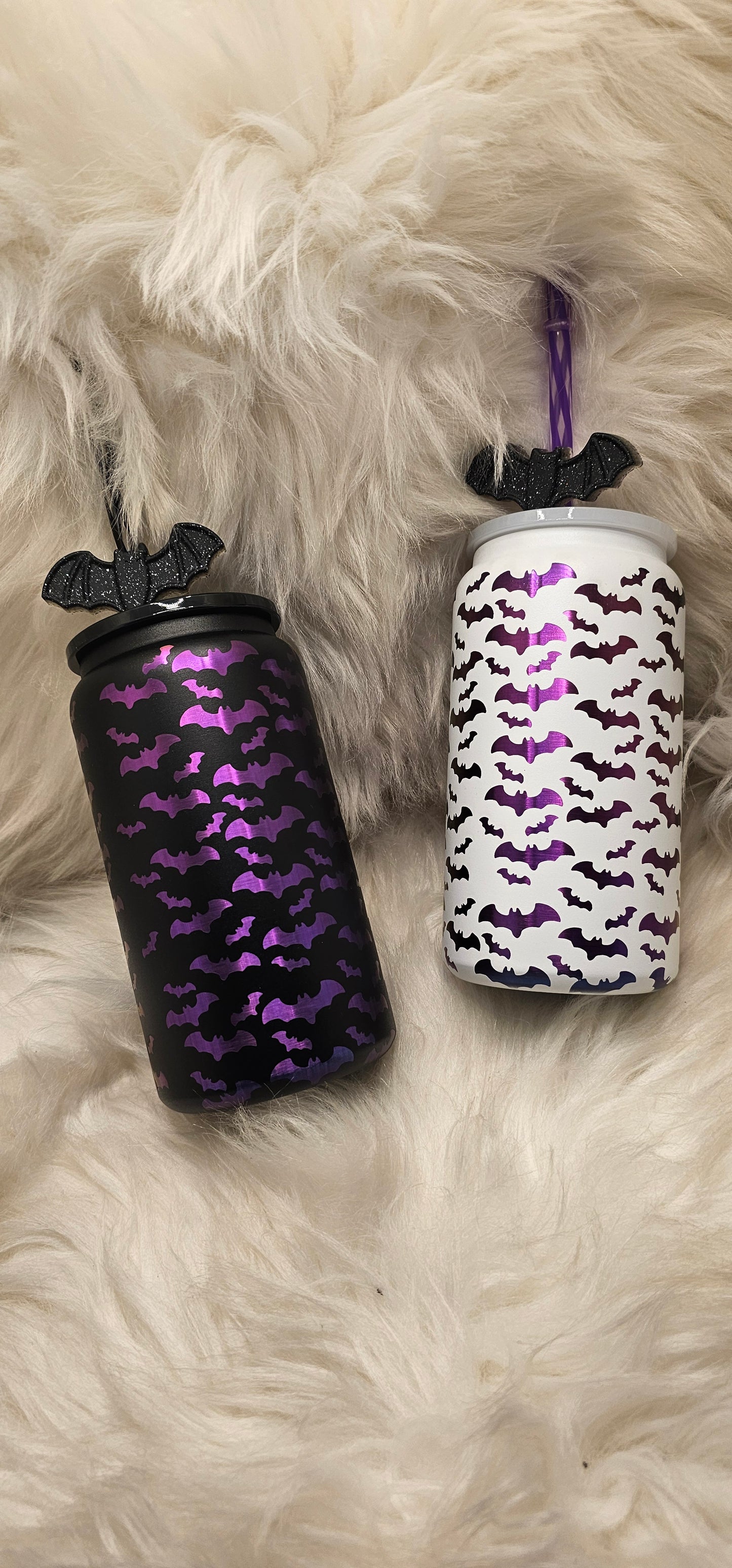 Bats 16 oz Purple Engraved Tumbler