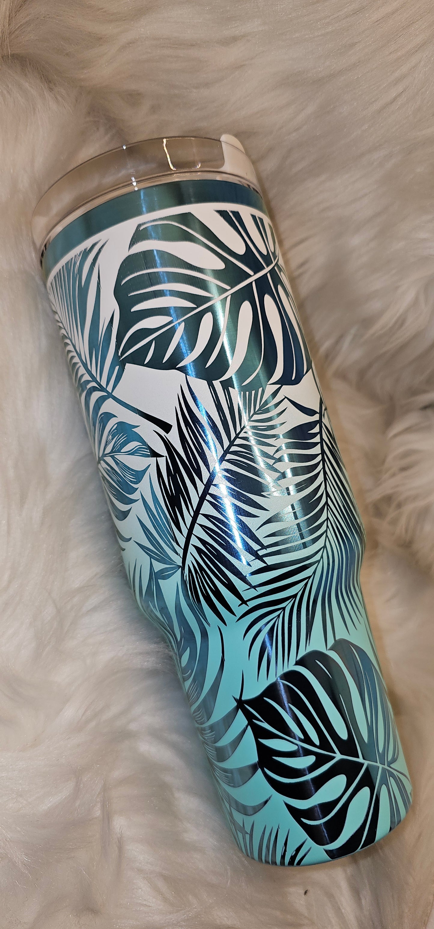 Tropical Leaves Engraved Tumbler