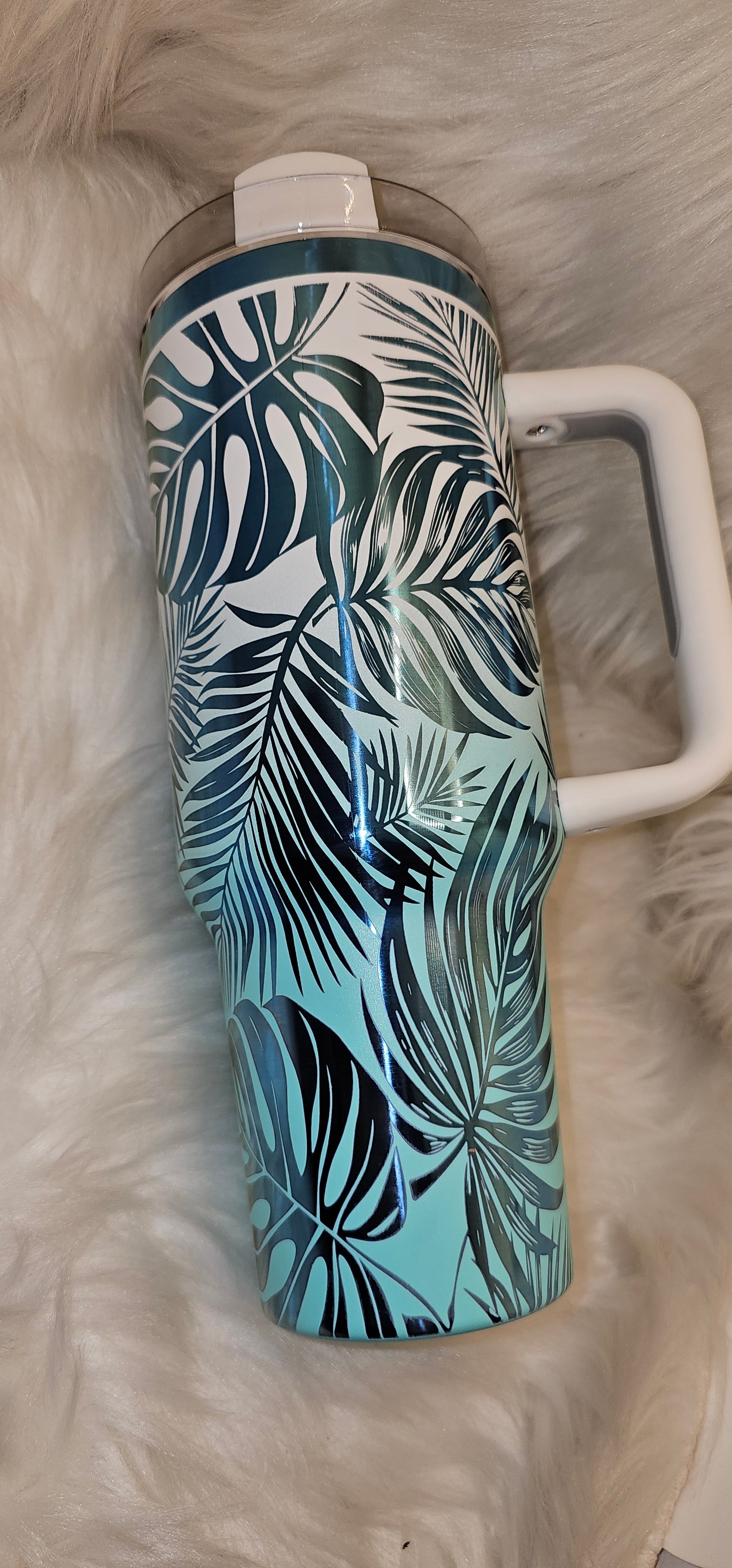 Tropical Leaves Engraved Tumbler