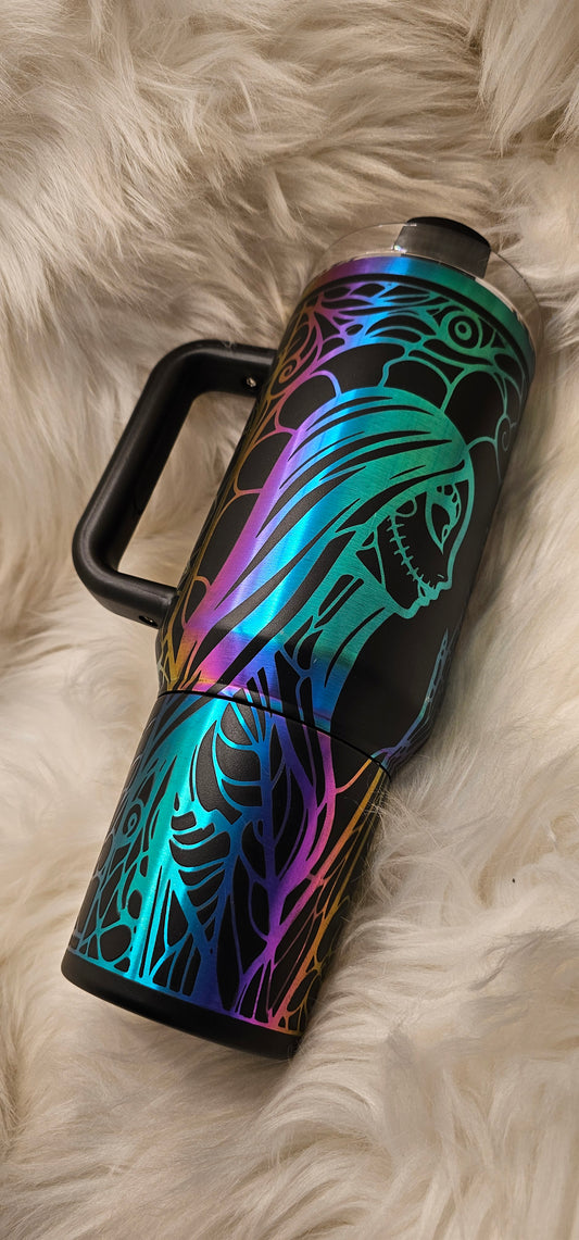 Jack and Sally Rainbow Engraved Tumbler