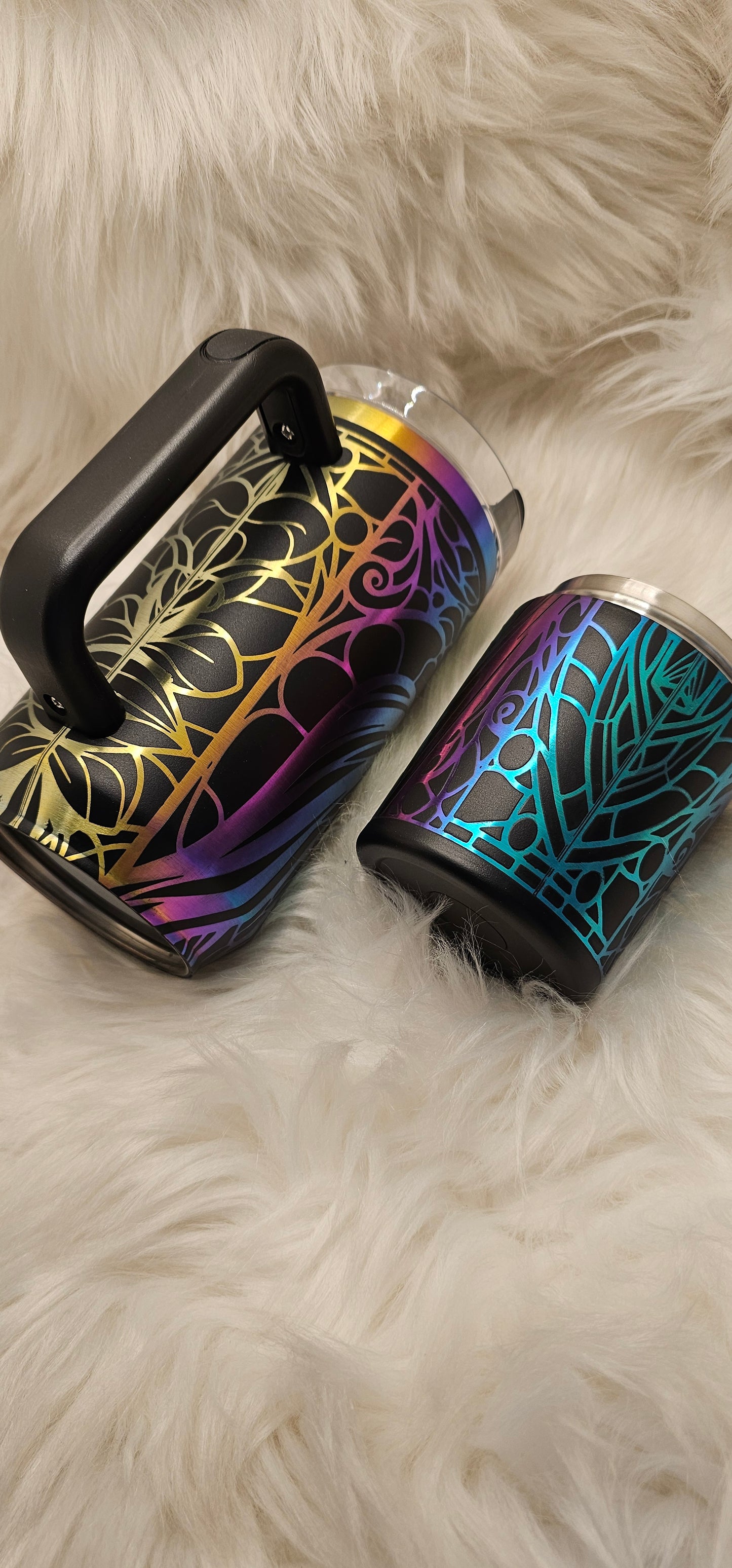 Jack and Sally Rainbow Engraved Tumbler