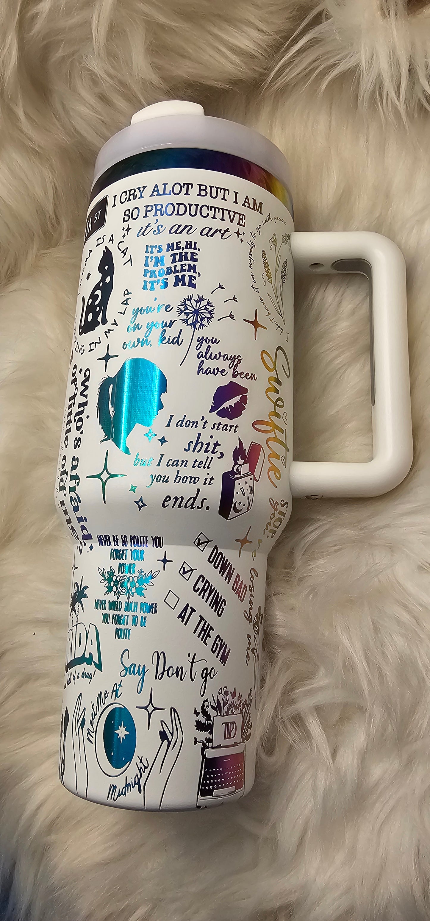 Swiftie 40 oz Rainbow Engraved Tumbler