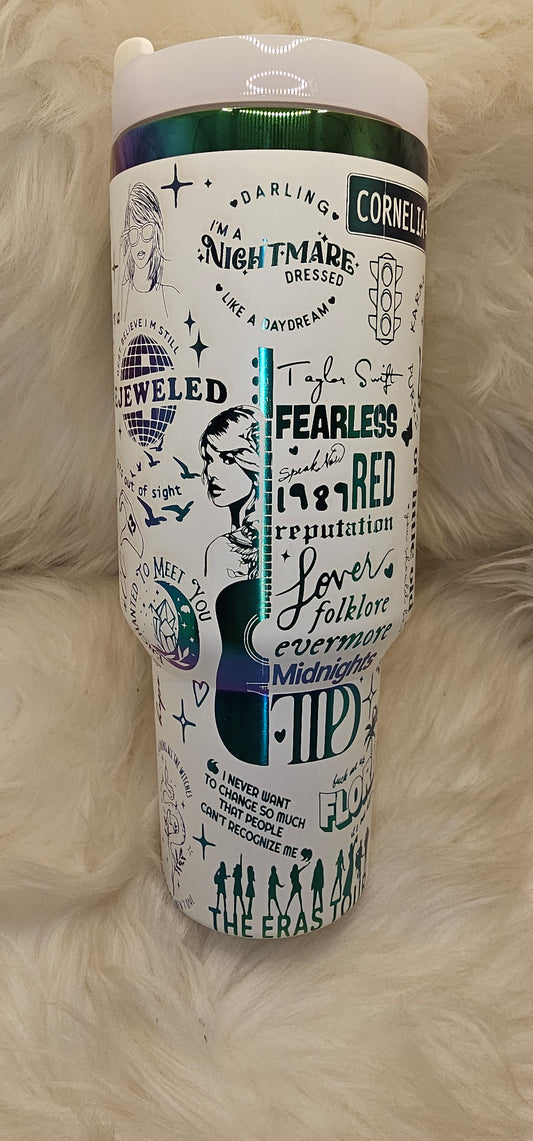 Swiftie 40 oz Rainbow Engraved Tumbler