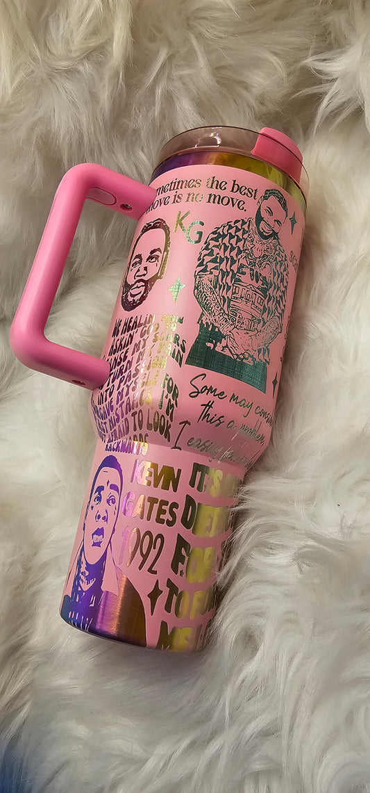 Kevin Gates Rainbow Engraved Tumbler