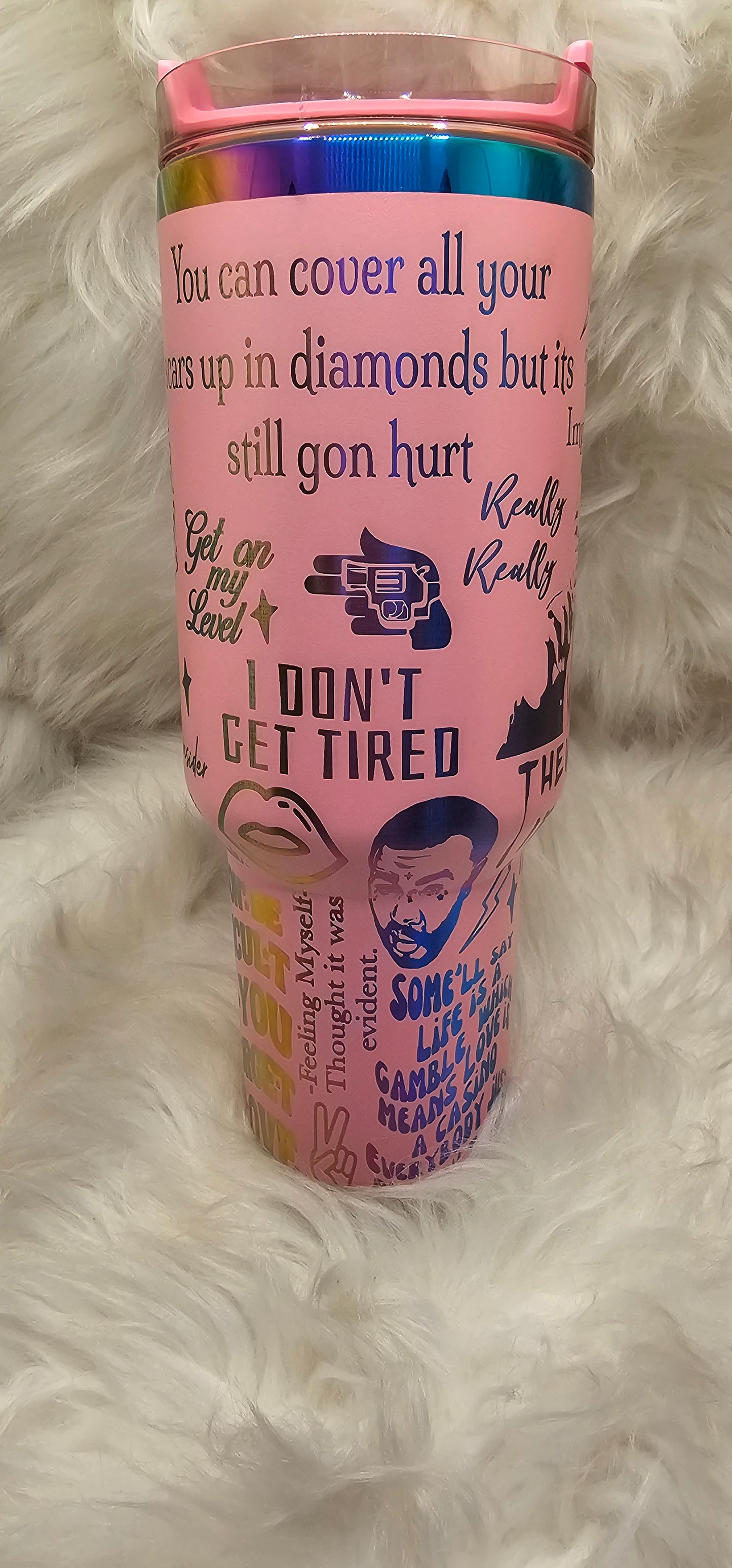 Kevin Gates Rainbow Engraved Tumbler