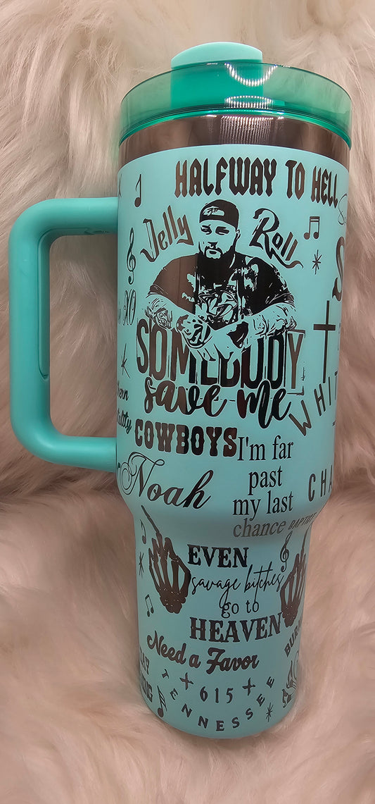 Jellyroll 40 oz Gunmetal Engraved Tumbler