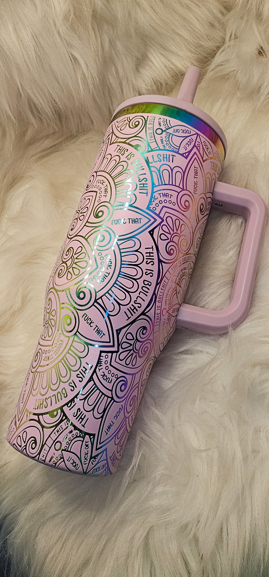 Swear Words Mandala Rainbow Engraved Tumbler