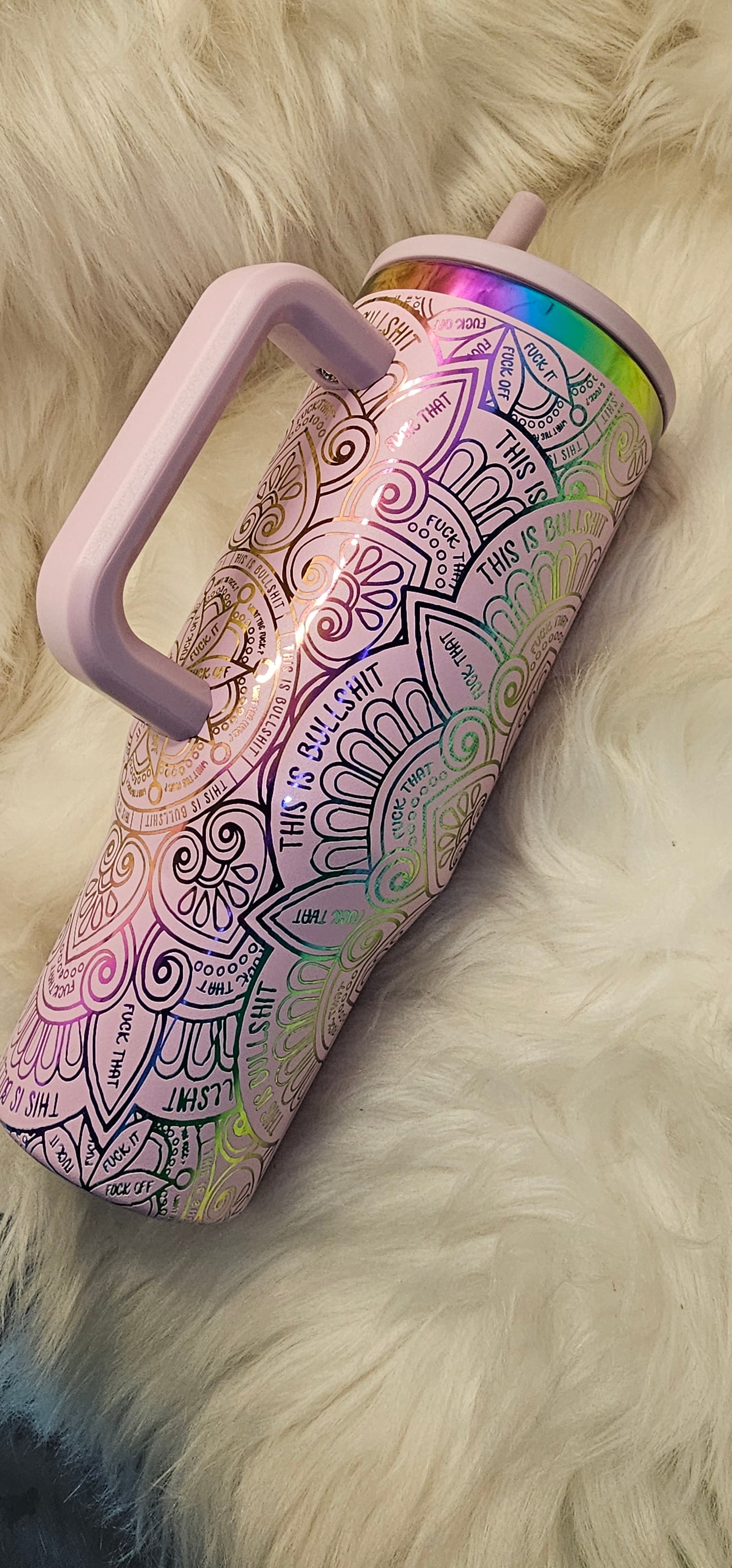 Swear Words Mandala Rainbow Engraved Tumbler