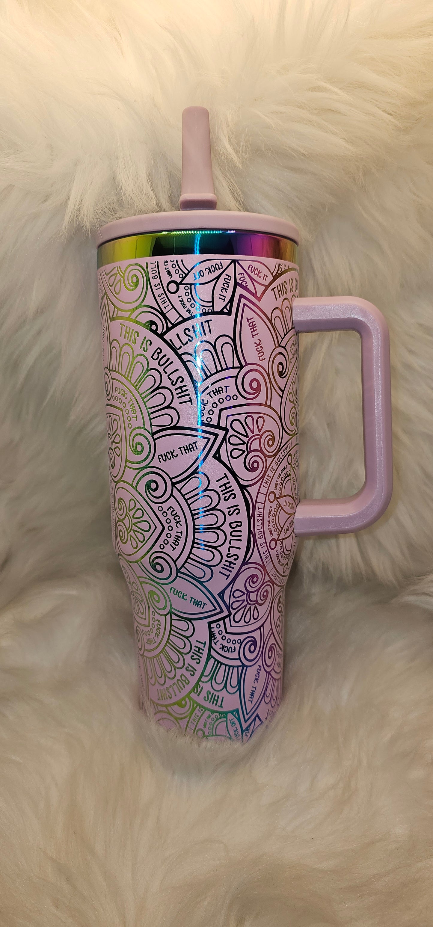Swear Words Mandala Rainbow Engraved Tumbler