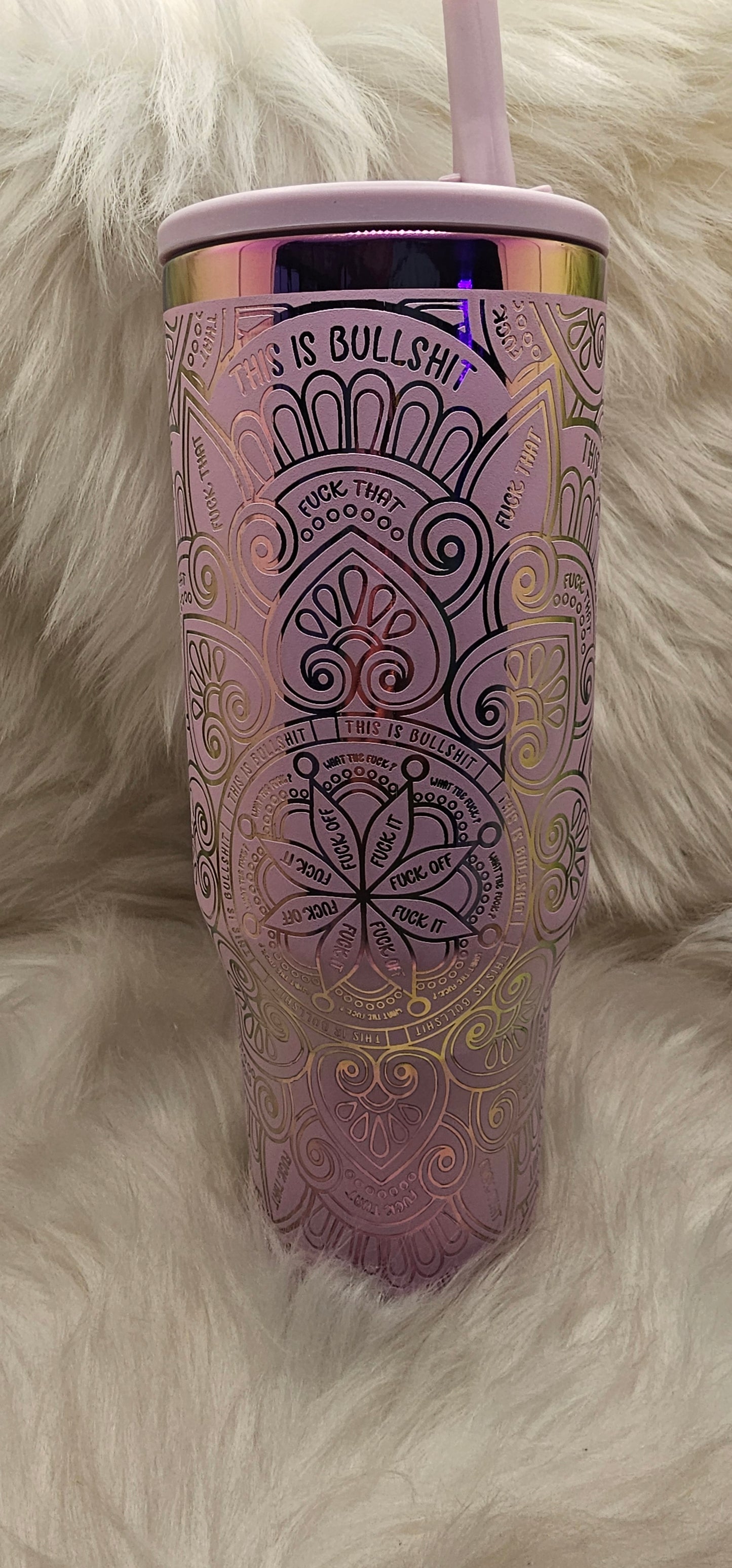 Swear Words Mandala Rainbow Engraved Tumbler