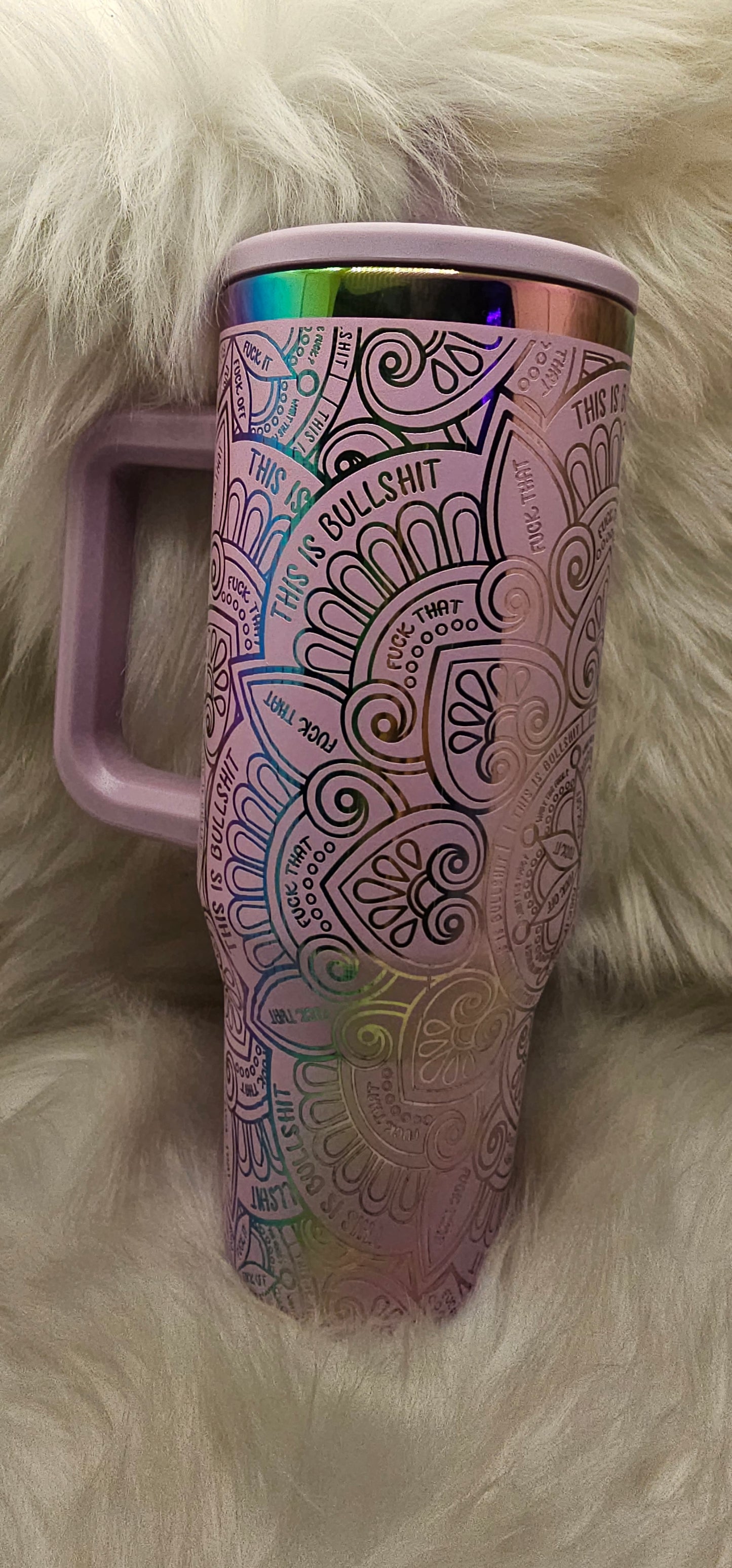 Swear Words Mandala Rainbow Engraved Tumbler
