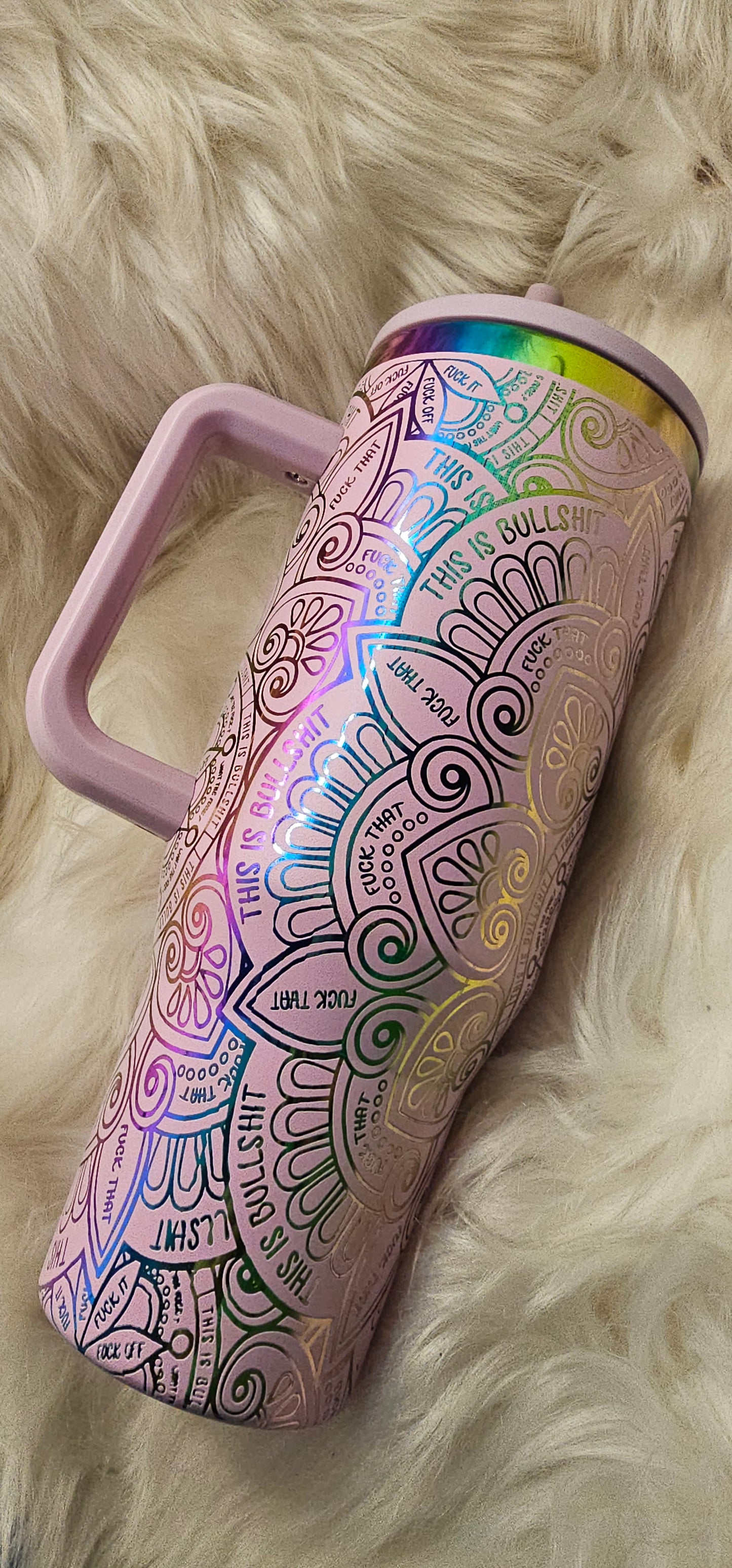 Swear Words Mandala Rainbow Engraved Tumbler