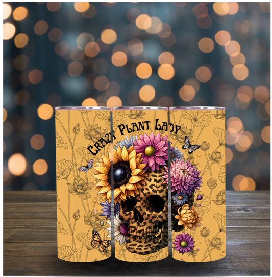 Crazy Plant Lady Skull Sublimation Tumbler