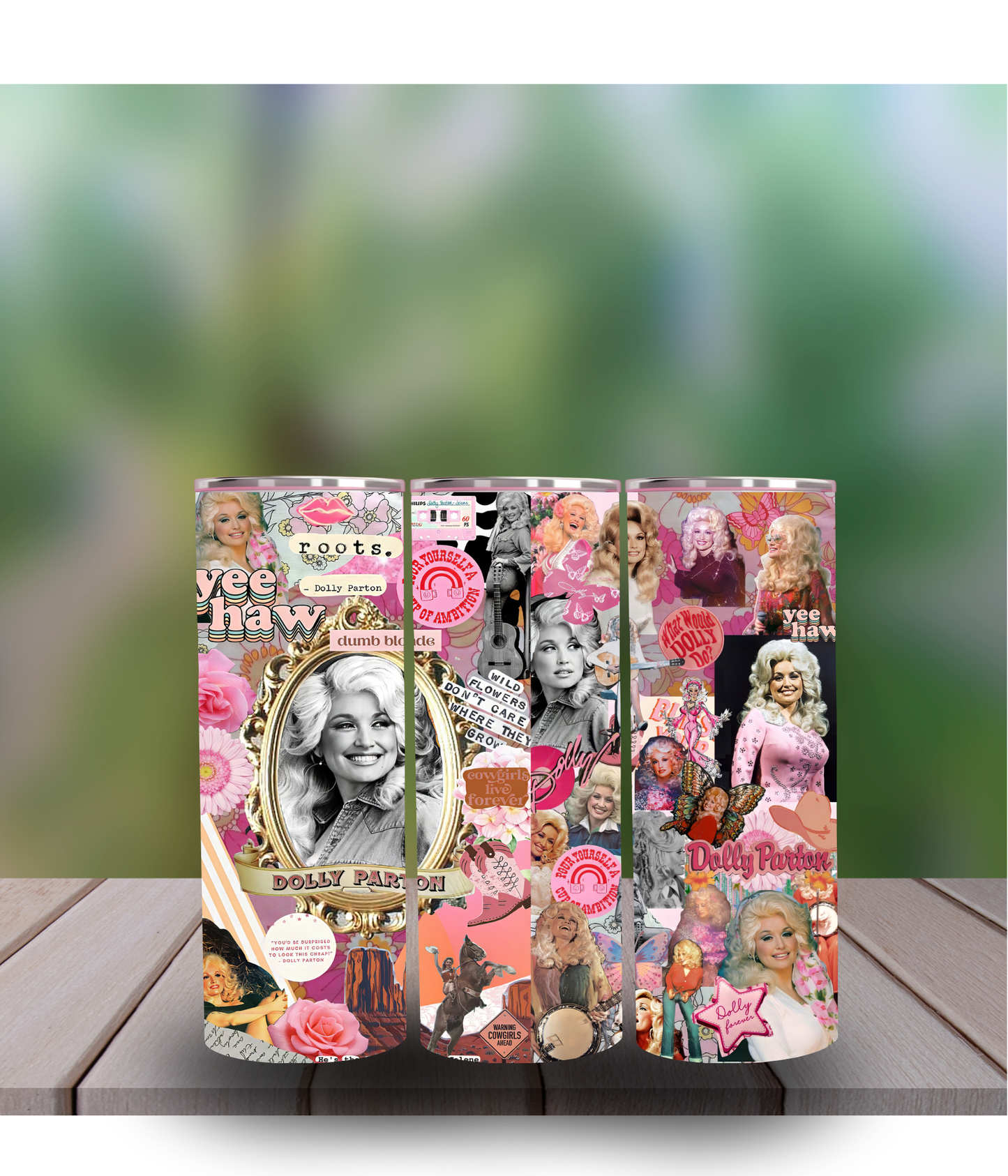 Dolly Collage Pink Sublimation Tumbler