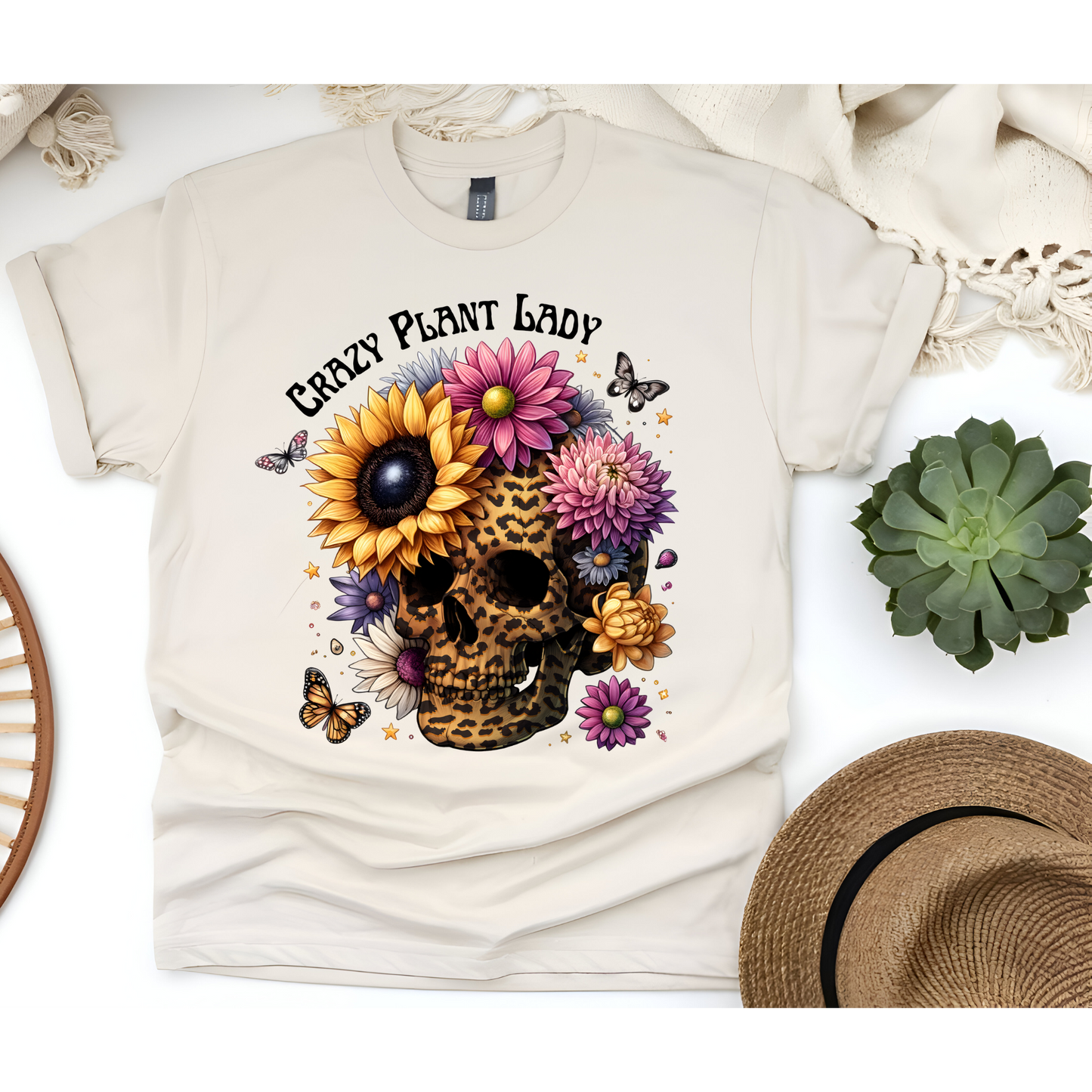 Crazy Plant Lady Skull Tee
