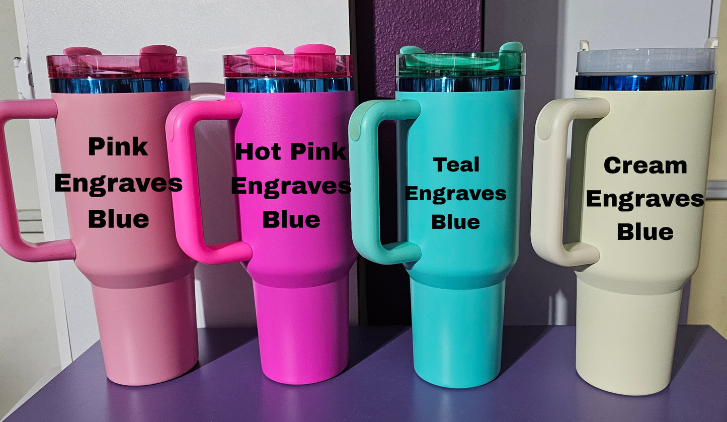 Ohana Engraved Tumbler with Lid Topper and Straw Charm
