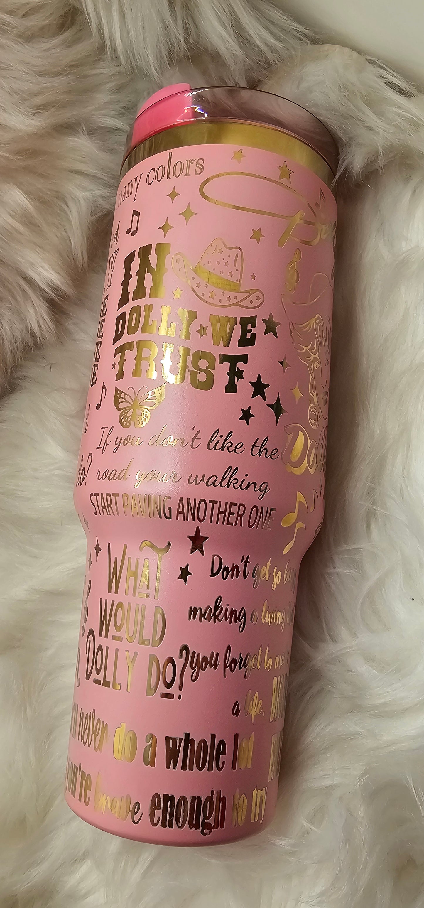 Dolly Parton 40 oz Gold Engraved Tumbler
