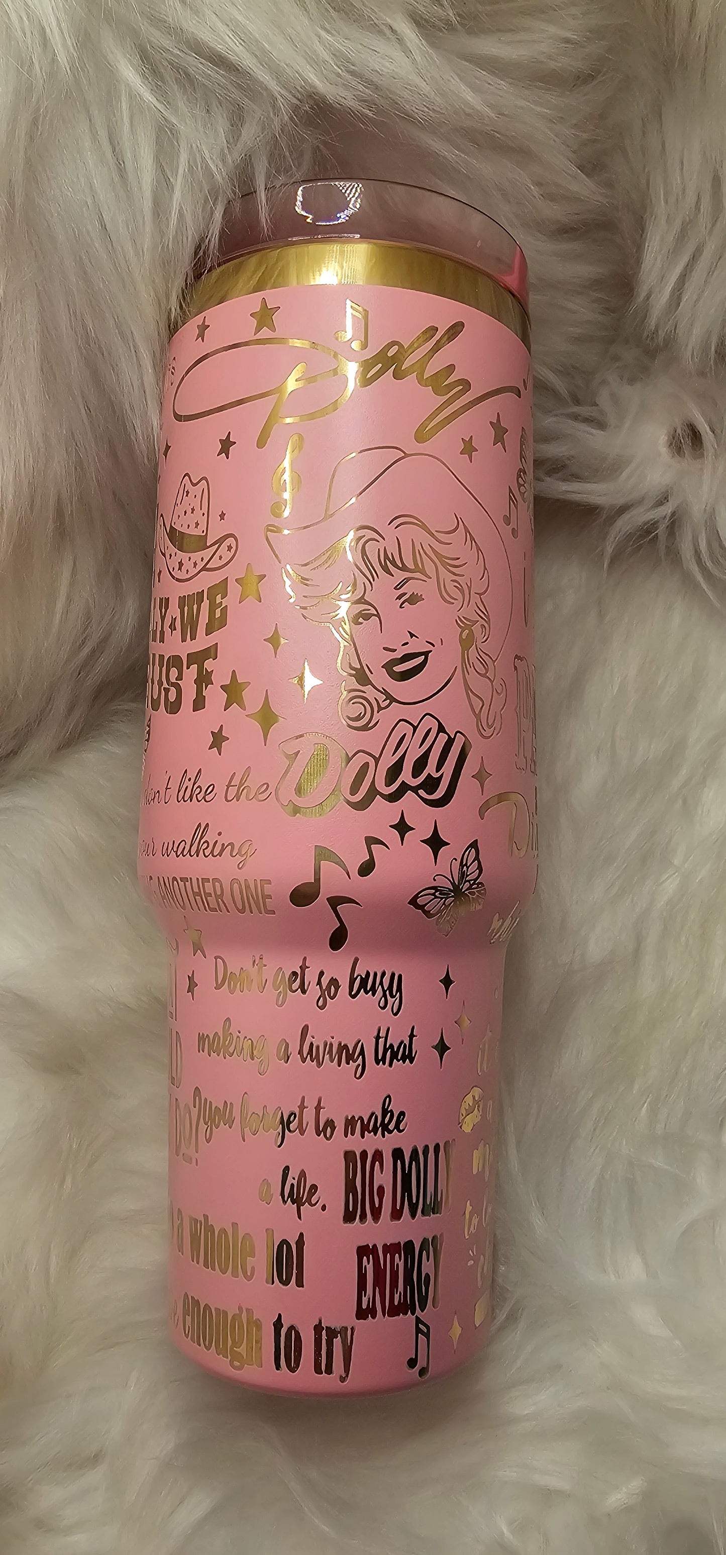 Dolly Parton 40 oz Gold Engraved Tumbler