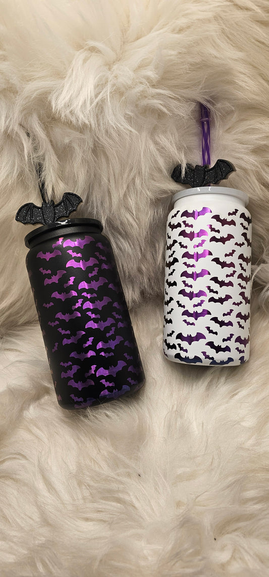Bats 16 oz Purple Engraved Tumbler