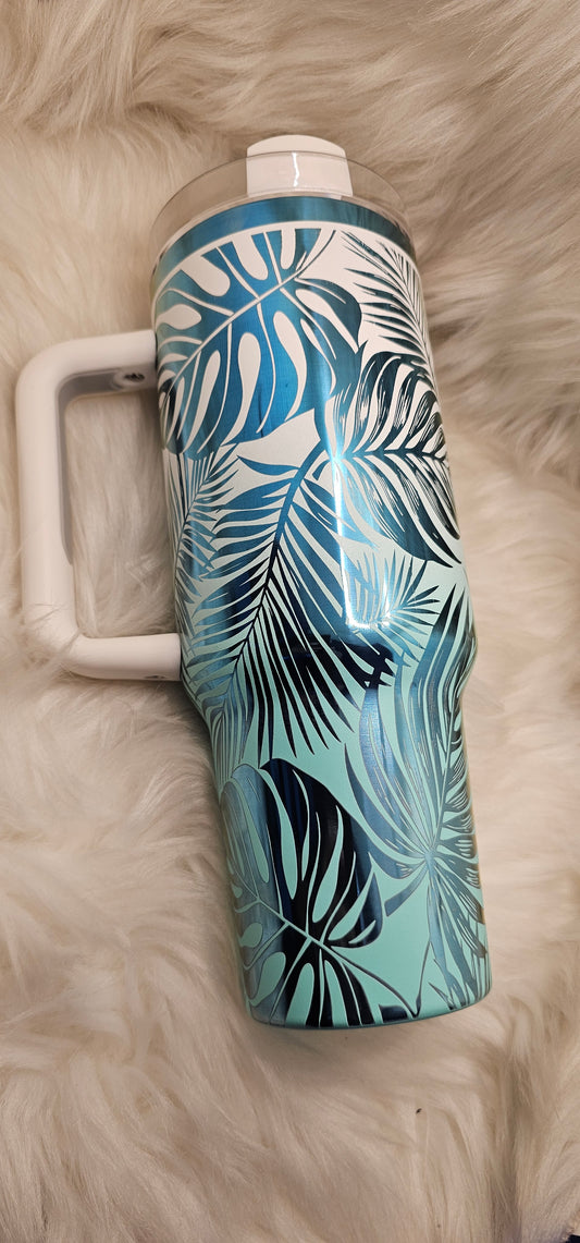 Tropical Leaves Engraved Tumbler