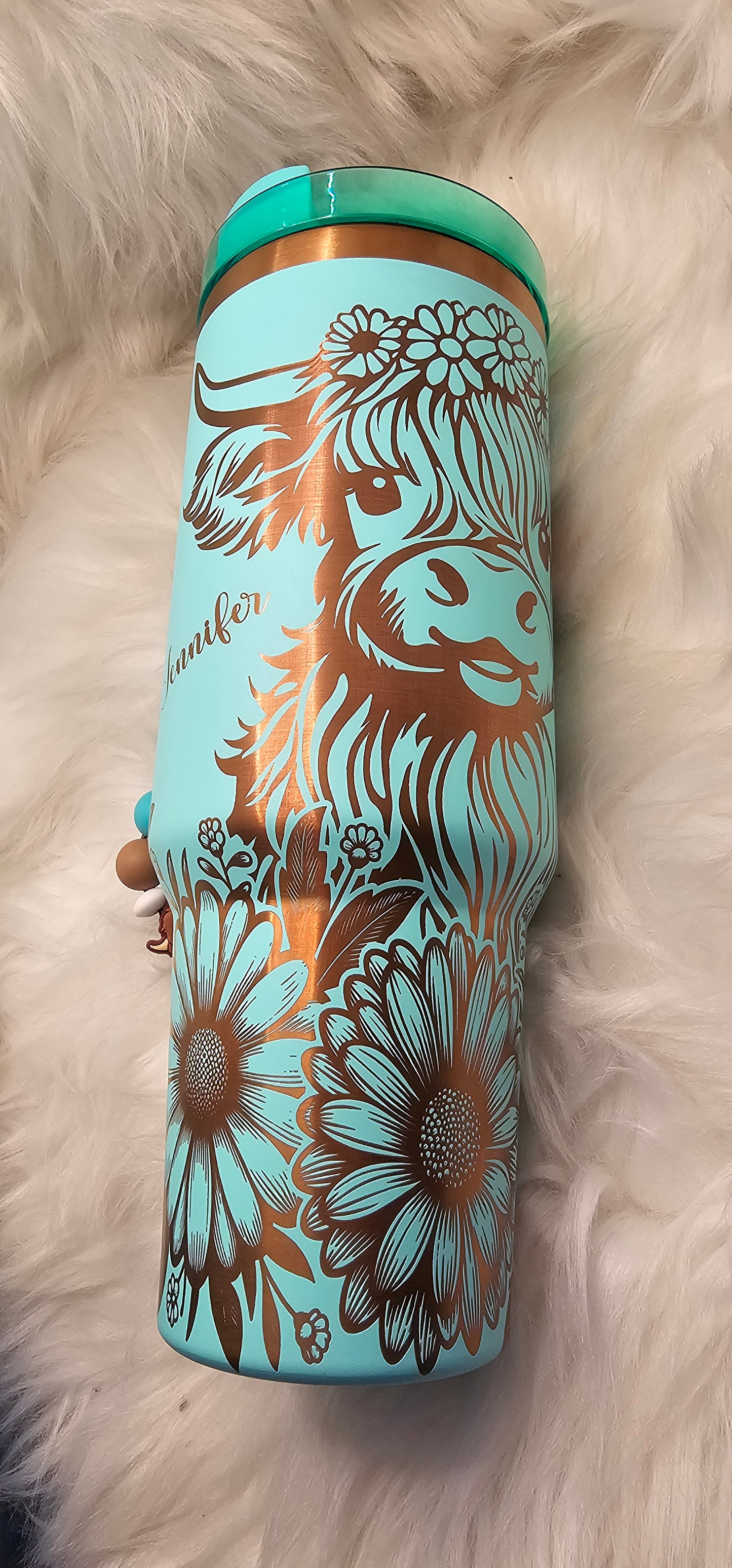 Copper Highland Cow 40 oz Engraved Tumbler PERSONALIZE