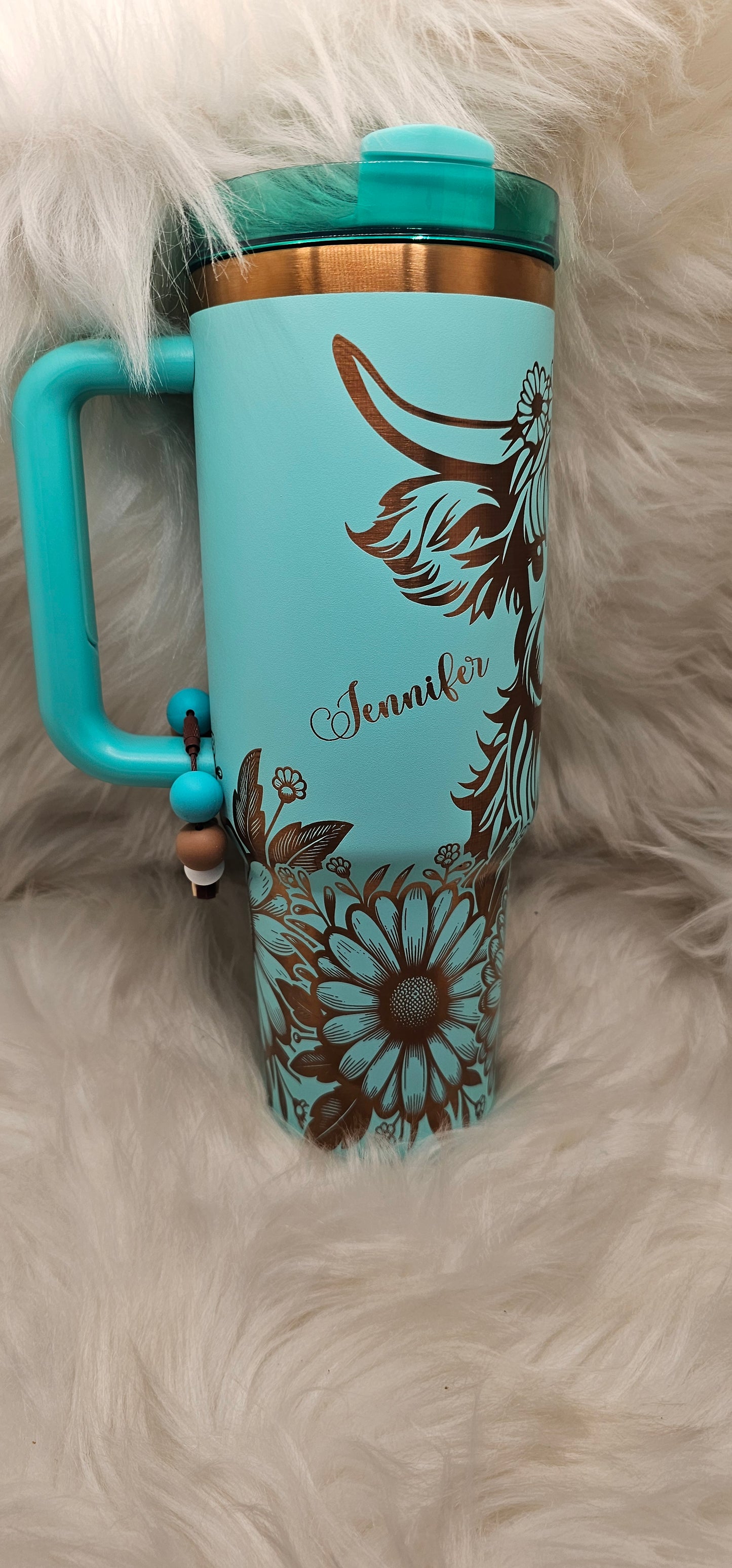 Copper Highland Cow 40 oz Engraved Tumbler PERSONALIZE