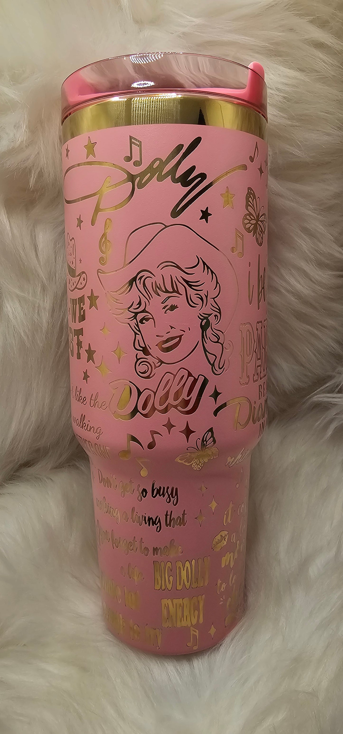 Dolly Parton 40 oz Gold Engraved Tumbler